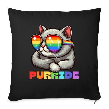 Cat Purride Gay Parade Mois de la fierté LGBTQ Arc-en-ciel - Housse de coussin décorative 45 x 45 cm - noir - Devant