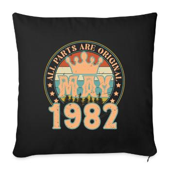 Mai 1982. Cadeau d’anniversaire mai 1982. May 1982 - Housse de coussin décorative 45 x 45 cm - noir - Devant