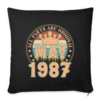 Mai 1987. Mai 1987 Geburtstagsgeschenk. Mai 1987 - Sofakissenbezug 45 x 45 cm - Schwarz - Vorne