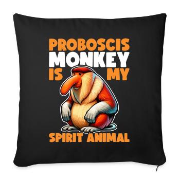 Proboscis Monkey Dabbing Monkey Gift Monkeys - Sofa pillowcase 17,3'' x 17,3'' (45 x 45 cm) - black - Front