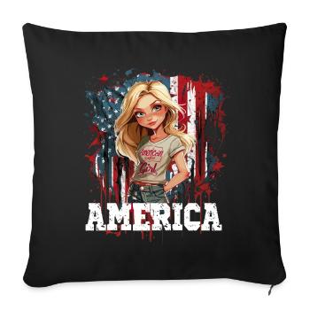 Patriotisches Amerikanisches Mädchen USA für - Sofakissenbezug 45 x 45 cm - Schwarz - Vorne
