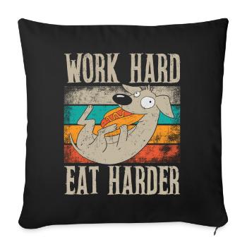 Hot Dog Adult Retro Work Hard Eat - Sofa pillowcase 17,3'' x 17,3'' (45 x 45 cm) - black - Front