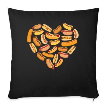 Hot Dog Adult Heart - Sofa pillowcase 17,3'' x 17,3'' (45 x 45 cm) - black - Front