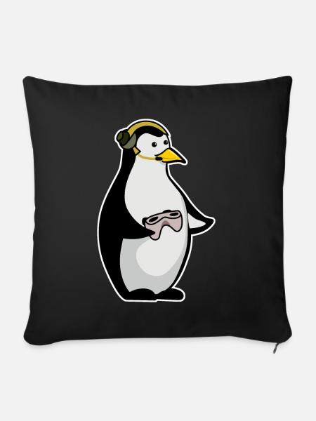 Gaming Penguin Gamer Penguins - Sofakissenbezug 45 x 45 cm - Schwarz