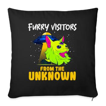 Cat Alien, UFO, UAP, Space, Space Flying Object - Sofa pillowcase 17,3'' x 17,3'' (45 x 45 cm) - black - Front