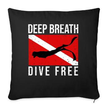 Diving, Freediving, Freediving No Limit Freediving - Sofa pillowcase 17,3'' x 17,3'' (45 x 45 cm) - black - Front