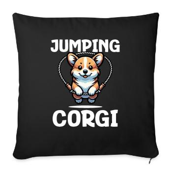Jumping Corgi - Sofa pillowcase 17,3'' x 17,3'' (45 x 45 cm) - black - Front