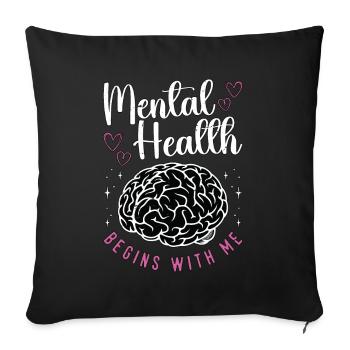 Psychiatrist Mental Health Begins With Social Work - Sofa pillowcase 17,3'' x 17,3'' (45 x 45 cm) - black - Front