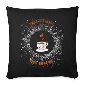 Espresso, Café, Café, Latte, Idée cadeau, Fun - Housse de coussin décorative 45 x 45 cm - noir - Devant