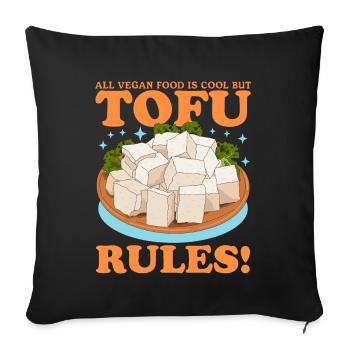 Tofu Bean Curd Bean Cheese Cadeau végétalien - Housse de coussin décorative 45 x 45 cm - noir - Devant