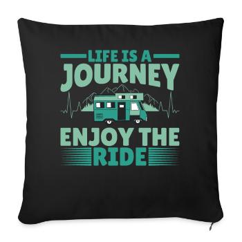 Van Life Camping Voyage Camping-car Camping-car - Housse de coussin décorative 45 x 45 cm - noir - Devant