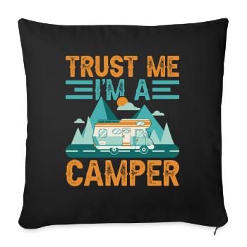 Camping Van Life Camping-car Camping-car Cadeau Montagnes - Housse de coussin décorative 45 x 45 cm - noir - Devant