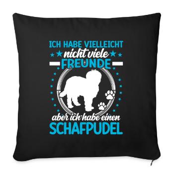 Sheep Poodle is my friend herding poodle - Sofa pillowcase 17,3'' x 17,3'' (45 x 45 cm) - black - Front