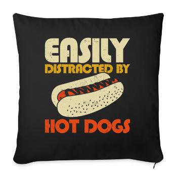 hot-dog adulte facilement distrait par - Housse de coussin décorative 45 x 45 cm - noir - Devant