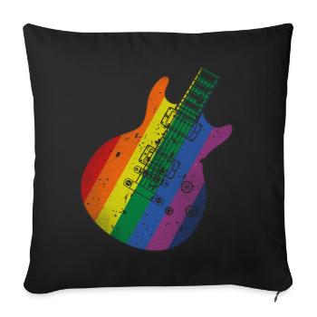 Pride Flag Gitarre - Sofakissenbezug 45 x 45 cm - Schwarz - Vorne
