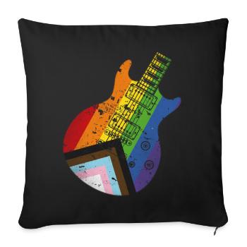 Pride Progress Flag Guitar - Sofa pillowcase 17,3'' x 17,3'' (45 x 45 cm) - black - Front