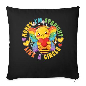 Abeille mignonne arc-en-ciel communauté LGBTQ rétro des années 80 - Housse de coussin décorative 45 x 45 cm - noir - Devant