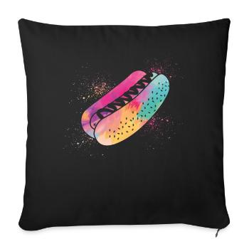 Hot-dog Adulte Aquarelle - Housse de coussin décorative 45 x 45 cm - noir - Devant