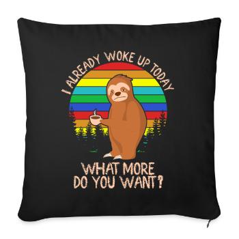 Sloth Sleeping Lazy Tired Slow Sloths - Sofa pillowcase 17,3'' x 17,3'' (45 x 45 cm) - black - Front