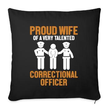 Fière épouse d'un agent correctionnel - Housse de coussin décorative 45 x 45 cm - noir - Devant