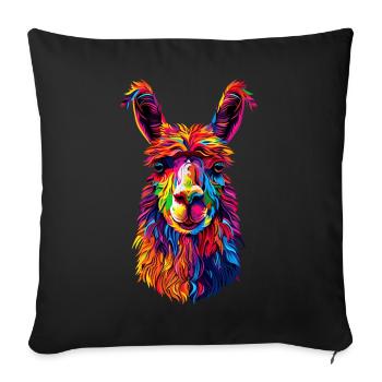 Alpaga Pop Art Couleurs vives Lama Arc-en-ciel Alpaga - Housse de coussin décorative 45 x 45 cm - noir - Devant