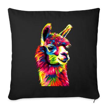 Alpaca Pop Art Bright Colors Llama Rainbow Alpaca - Sofa pillowcase 17,3'' x 17,3'' (45 x 45 cm) - black - Front