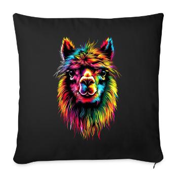 Alpaca Pop Art Bright Colors Llama Rainbow Alpaca - Sofa pillowcase 17,3'' x 17,3'' (45 x 45 cm) - black - Front