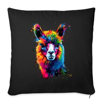 Alpaca Pop Art Bright Colors Llama Rainbow Alpaca - Sofa pillowcase 17,3'' x 17,3'' (45 x 45 cm) - black - Front