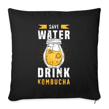 Kombucha Save Water Drink Manchurian Mushroom - Sofa pillowcase 17,3'' x 17,3'' (45 x 45 cm) - black - Front