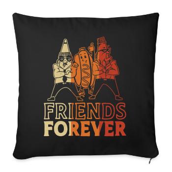 Hot Dog Adult Friends Forever - Sofakissenbezug 45 x 45 cm - Schwarz - Vorne