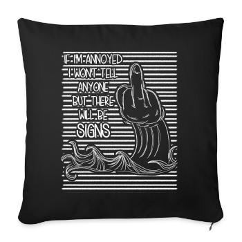 Doigt d’honneur Misanthrope Sarcasme - Housse de coussin décorative 45 x 45 cm - noir - Devant