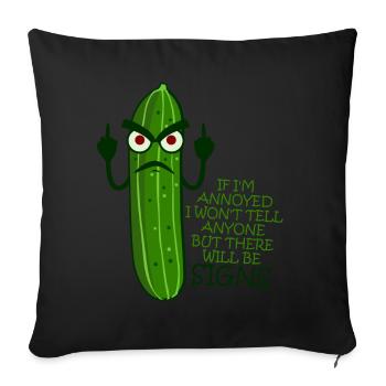 Grumpy Cucumber Middle Finger - Sofa pillowcase 17,3'' x 17,3'' (45 x 45 cm) - black - Front