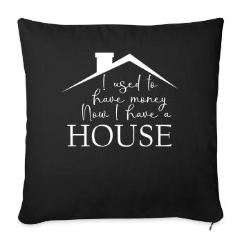 Pendaison de crémaillère Maison Immeuble Propriétaire - Housse de coussin décorative 45 x 45 cm - noir - Devant