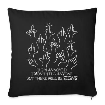Doigts d’honneur Sarcasme misanthrope - Housse de coussin décorative 45 x 45 cm - noir - Devant