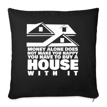 Construction de maison Pendaison de crémaillère du propriétaire - Housse de coussin décorative 45 x 45 cm - noir - Devant