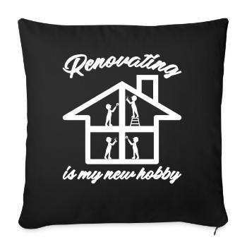 Maison Construction Propriétaire Rénovation - Housse de coussin décorative 45 x 45 cm - noir - Devant