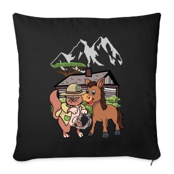 Chat Sauvage Ouest Nature Enfant Enfants Cavalier Âne - Housse de coussin décorative 45 x 45 cm - noir - Devant