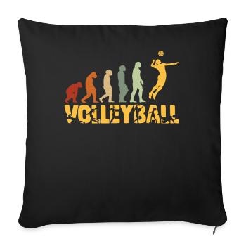 Ballon de volley-ball Evolution Joueur de volley-ball Vintage - Housse de coussin décorative 45 x 45 cm - noir - Devant