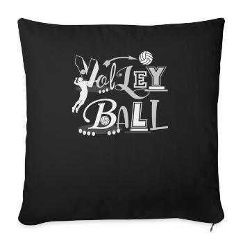 Ballon de volley-ball Joueurs de volley-ball Volleyball sportif Volley-ball - Housse de coussin décorative 45 x 45 cm - noir - Devant