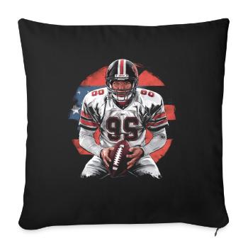 American Football Tshirt Men's Kids Football - Sofa pillowcase 17,3'' x 17,3'' (45 x 45 cm) - black - Front