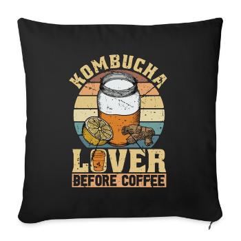 Kombucha Lover Before Home Brewing Coffee Lover - Sofa pillowcase 17,3'' x 17,3'' (45 x 45 cm) - black - Front