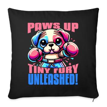 PFOTEN HOCH TINY FURY ENTFESSELT SÜSSES KAWAII-HUNDEBOXEN - Sofakissenbezug 45 x 45 cm - Schwarz - Vorne