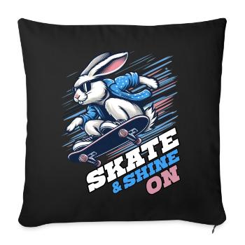 SKATE & SHINE ON, UN LAPIN SUR UN SKATEBOARD - Housse de coussin décorative 45 x 45 cm - noir - Devant