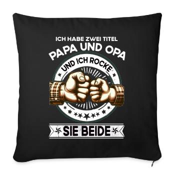 Grandpa & Dad 2 titres et je les porte tous les deux - Housse de coussin décorative 45 x 45 cm - noir - Devant
