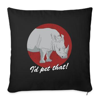Rhinocéros Rhinocéros Rhinocéros Cadeau de rhinocéros - Housse de coussin décorative 45 x 45 cm - noir - Devant