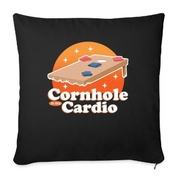 Joueur de cornhole | Cadeau de trou borgne de pouf - Housse de coussin décorative 45 x 45 cm - noir - Devant