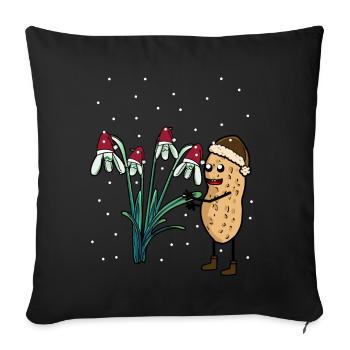 Erdnuss Frühling Schnee Garten Blumen Frost - Sofakissenbezug 45 x 45 cm - Schwarz - Vorne