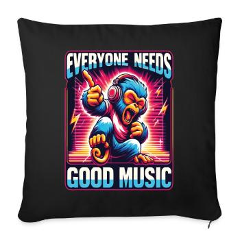 Everyone needs - Funky Monkey Design. - Sofa pillowcase 17,3'' x 17,3'' (45 x 45 cm) - black - Front
