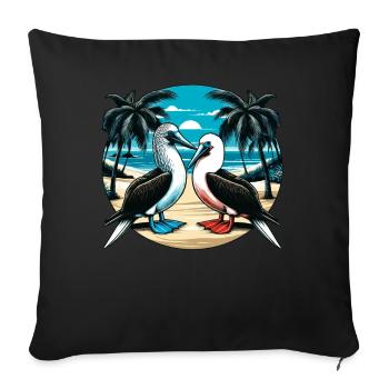 Seabirds Blue-footed boobies Red-footed boobies - Sofa pillowcase 17,3'' x 17,3'' (45 x 45 cm) - black - Front