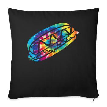 Hot Dog Adult Tie Dye 90s Retro - Sofa pillowcase 17,3'' x 17,3'' (45 x 45 cm) - black - Front